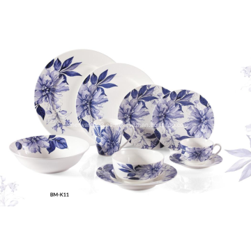 Nueva China de hueso azul vajilla Floral